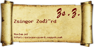 Zsingor Zoárd névjegykártya